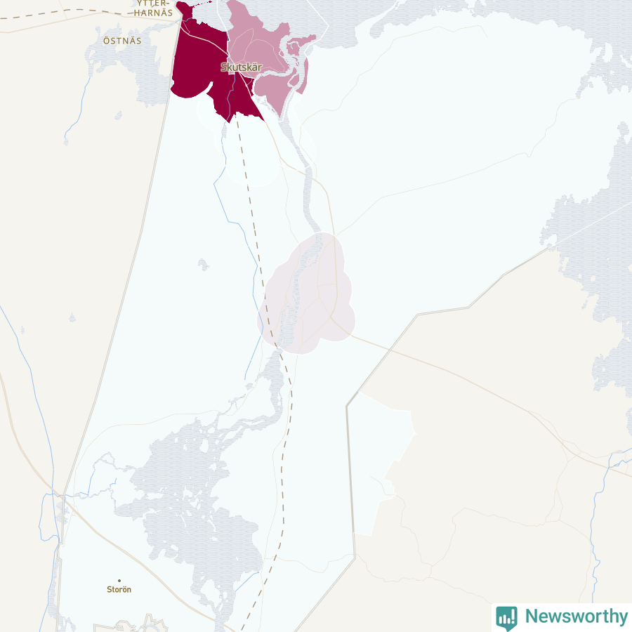 Karta som visar antalet cykelstölder i olika delar av Älvkarleby kommun, även i tabell nedan