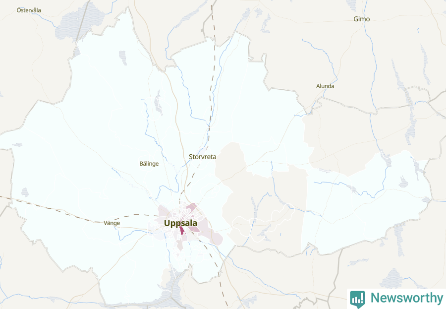 Karta som visar antalet cykelstölder i olika delar av Uppsala kommun, även i tabell nedan