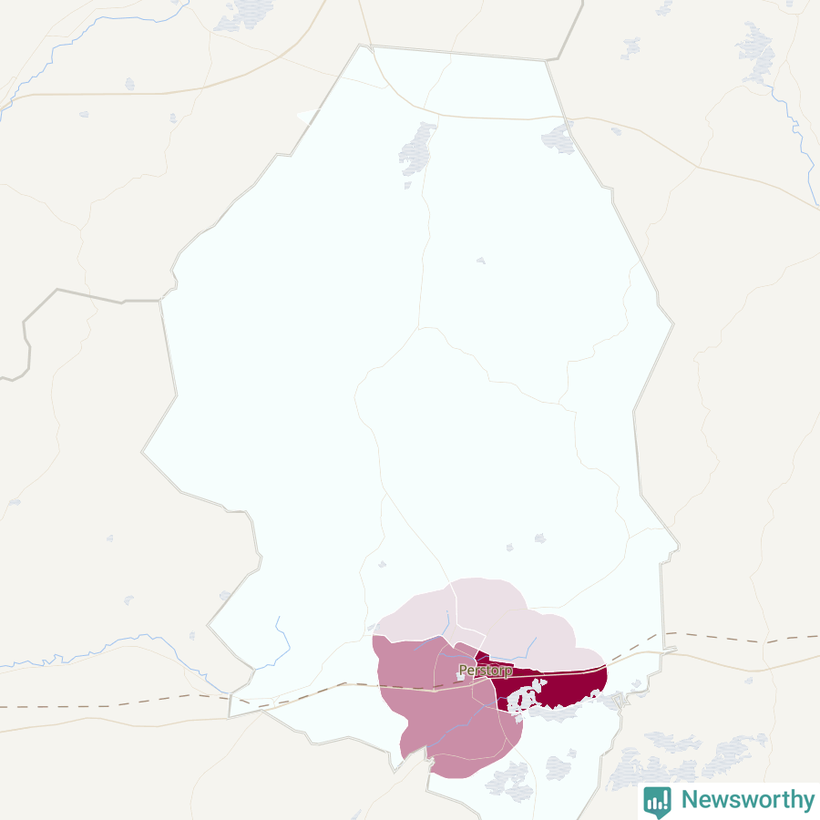 Karta som visar antalet cykelstölder i olika delar av Perstorps kommun, även i tabell nedan
