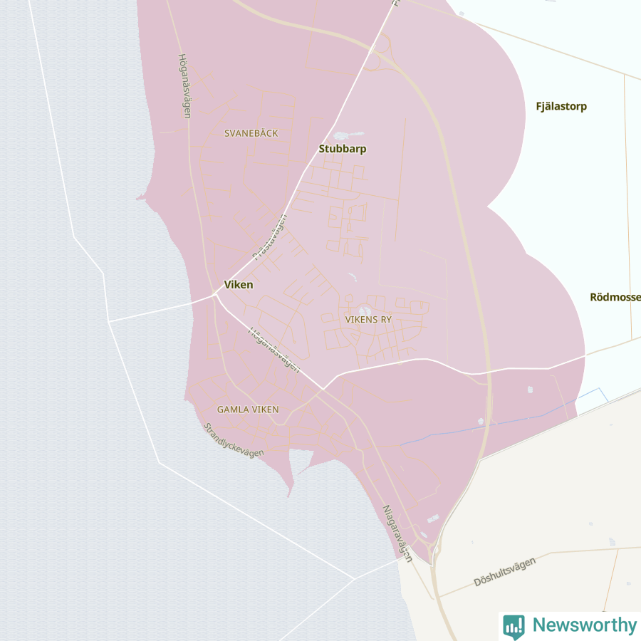 Karta som visar antalet cykelstölder i olika delar av Viken, se tabell ovan