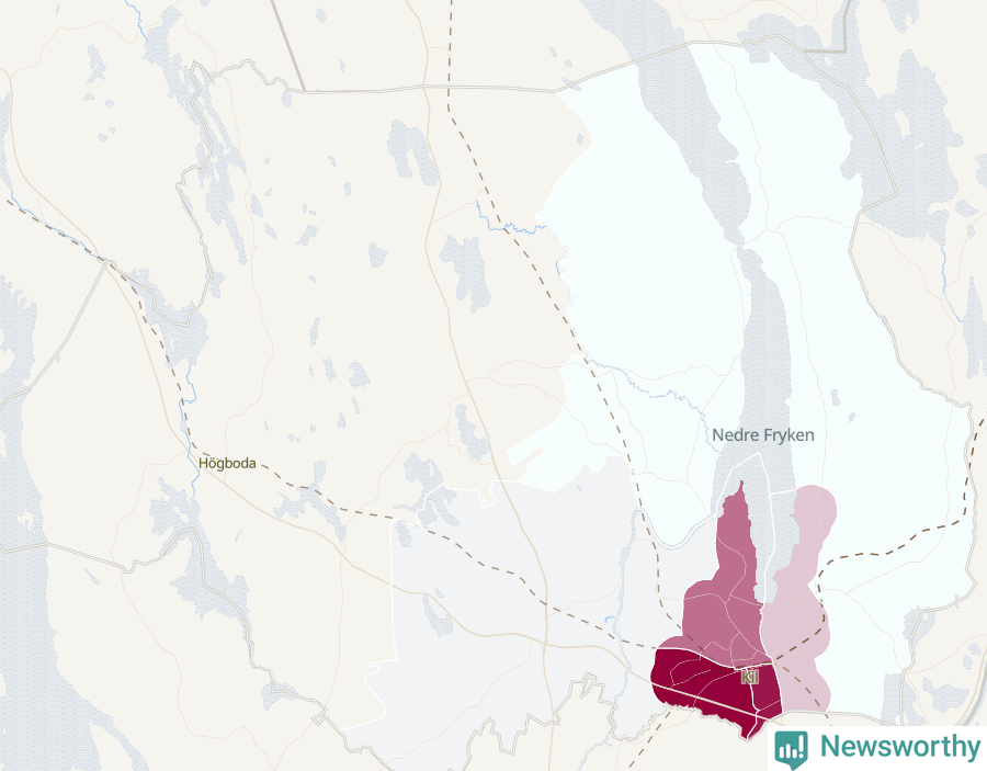 Karta som visar antalet cykelstölder i olika delar av Kils kommun, även i tabell nedan