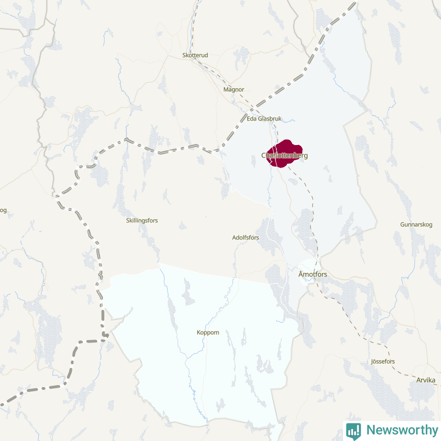 Karta som visar antalet cykelstölder i olika delar av Eda kommun, även i tabell nedan