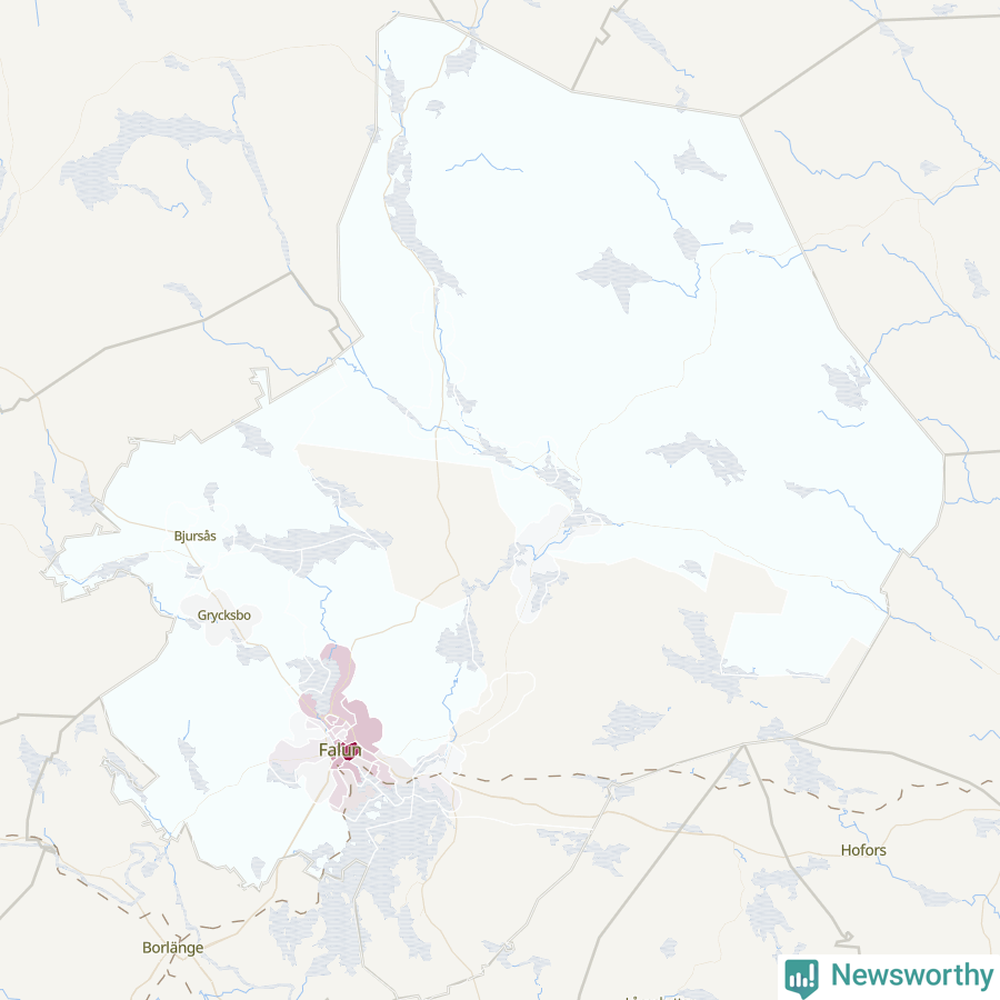 Karta som visar antalet cykelstölder i olika delar av Falu kommun, även i tabell nedan