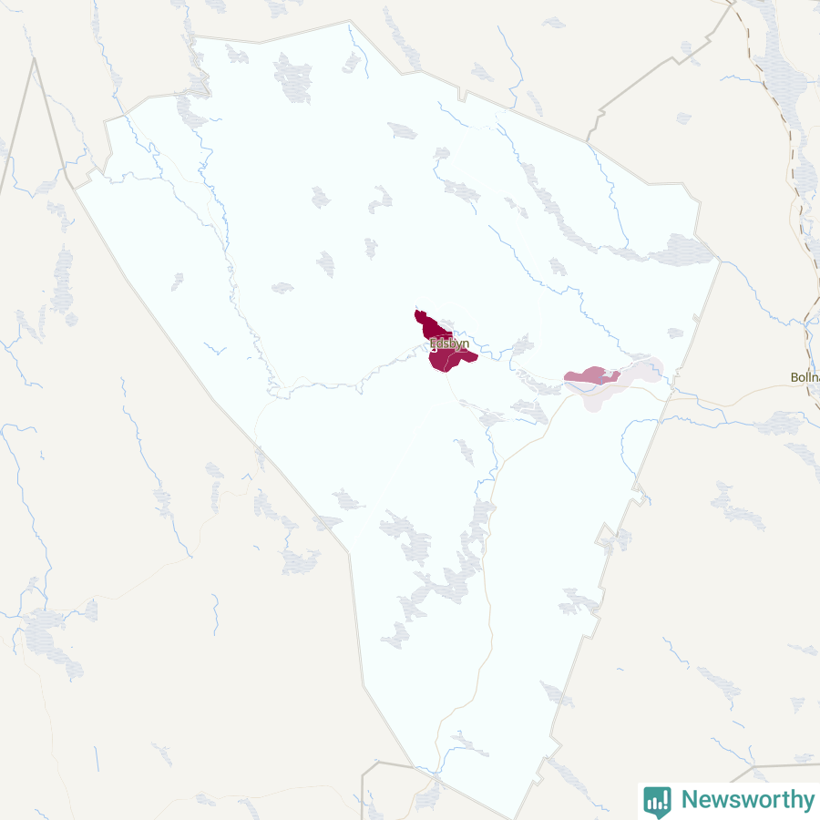 Karta som visar antalet cykelstölder i olika delar av Ovanåkers kommun, även i tabell nedan
