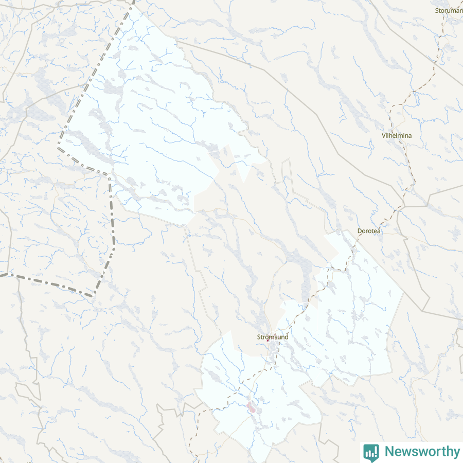 Karta som visar antalet cykelstölder i olika delar av Strömsunds kommun, även i tabell nedan