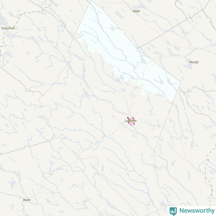 Karta som visar antalet cykelstölder i olika delar av Lycksele kommun, även i tabell nedan