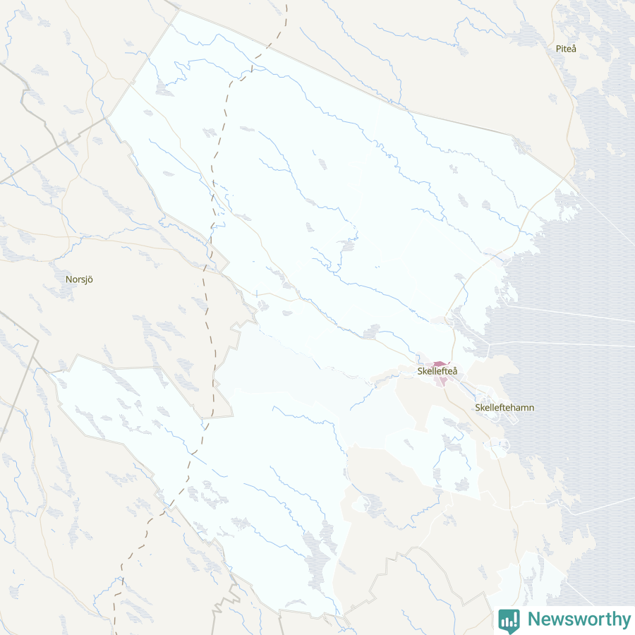 Karta som visar antalet cykelstölder i olika delar av Skellefteå kommun, även i tabell nedan