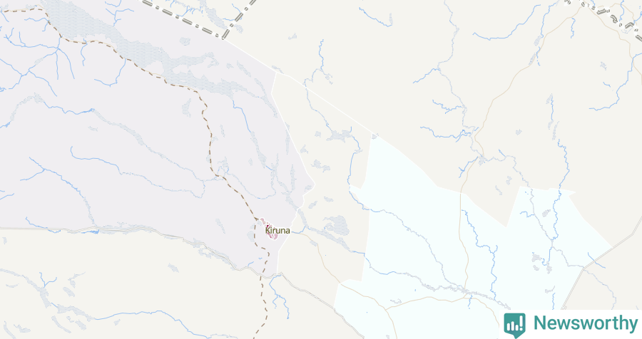 Karta som visar antalet cykelstölder i olika delar av Kiruna kommun, även i tabell nedan